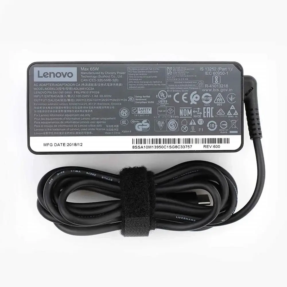 Lenovo Original Laptop Adapter 65w | 20v/3.25a | Type-C (Open Box)
